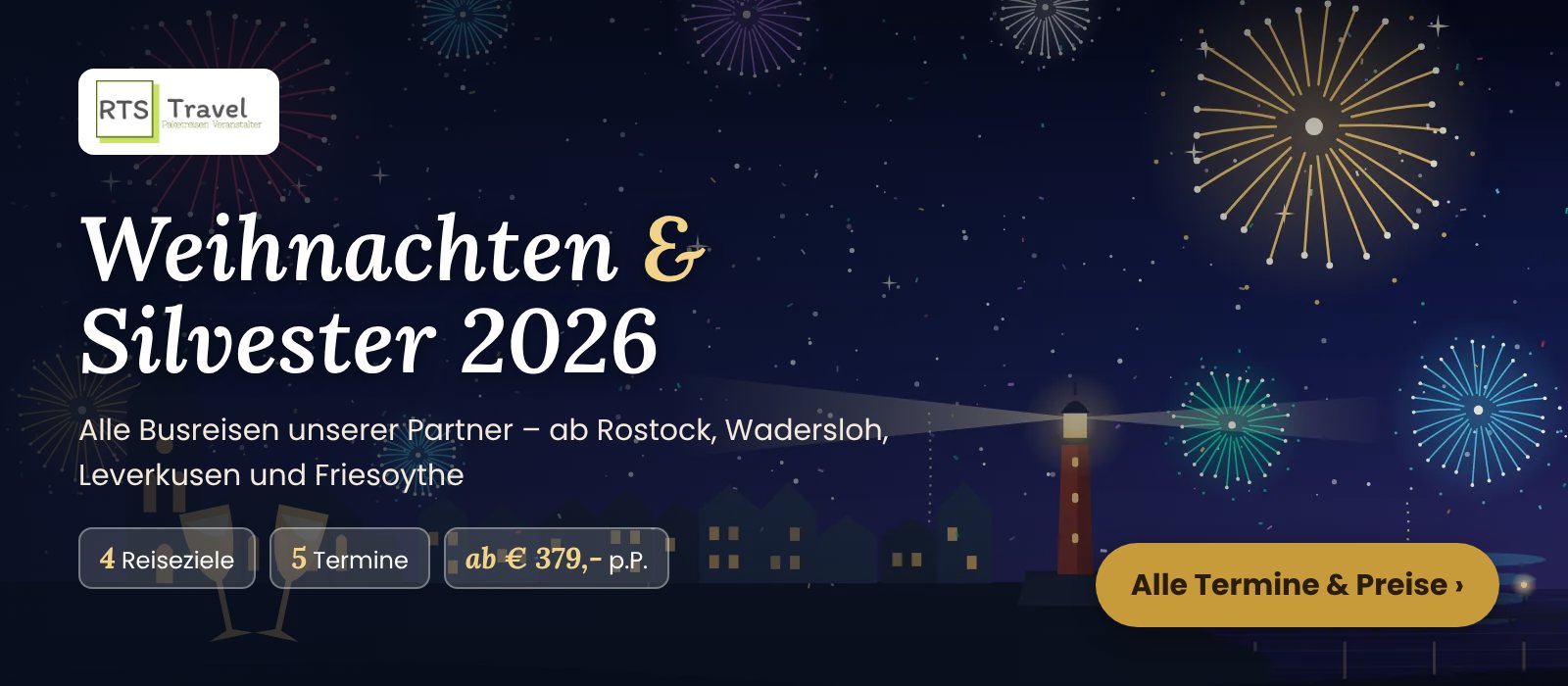 Weihnachten & Silvester 2026 – Busreisen mit RTS Travel